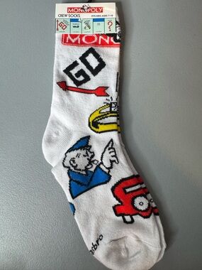 Monopoly Graphic Crew Socks unisex family game one size